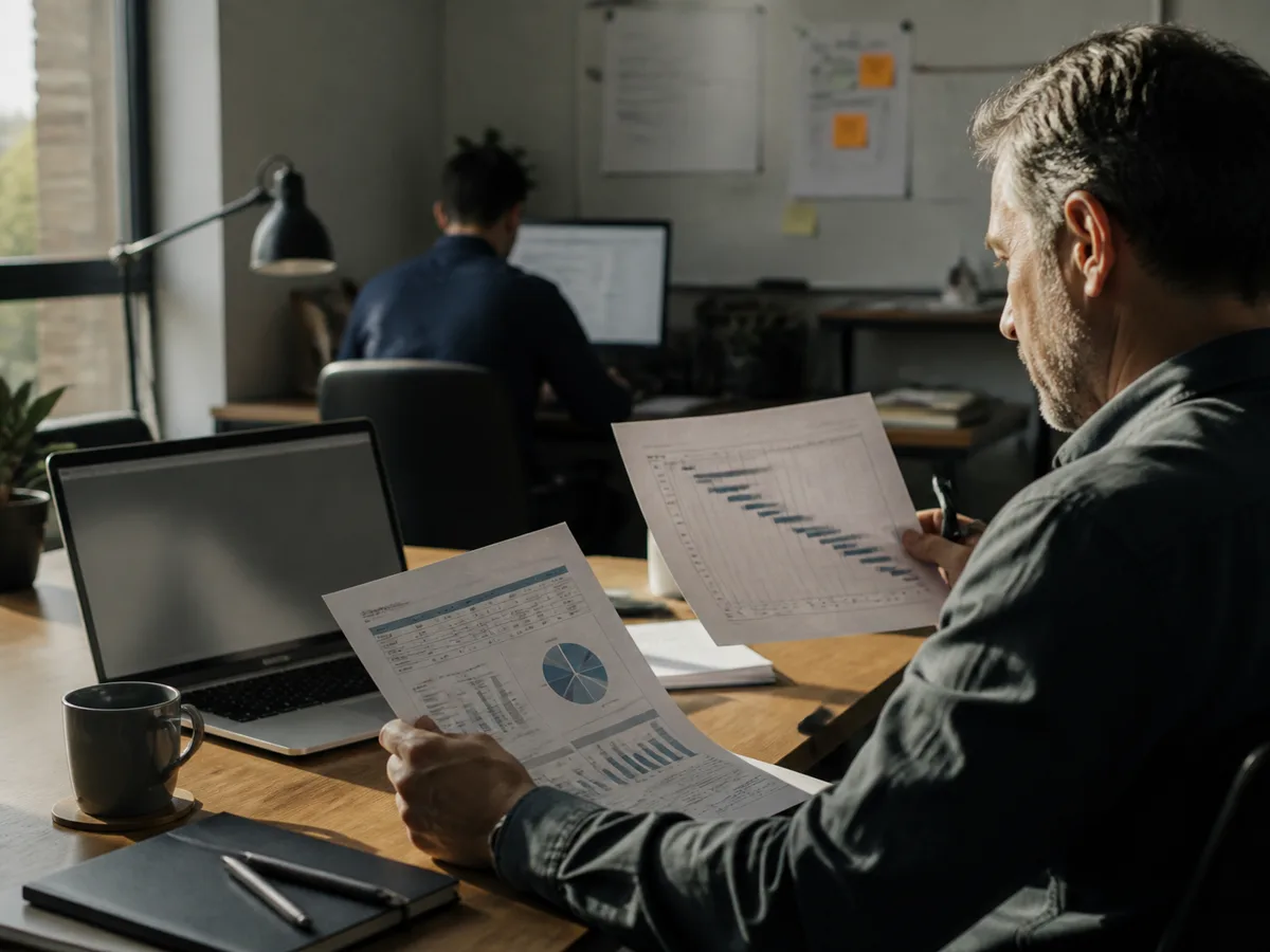 Desenvolvedor da empresa e engenheiro da software house lado a lado revisando o código em duas telas